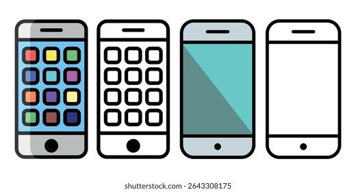 Old mobile icon set. Vector illustration.