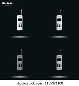 Old mobile phone flat grayscale vector icon.