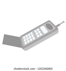 Old mobile phone flat illustration on white