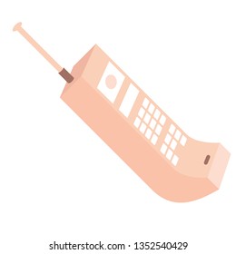 Old mobile phone flat illustration on white