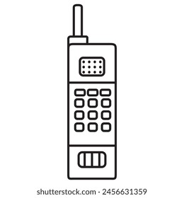 Old mobile phone icon from the 90s.Y2k flip phone.Retro phone.Old cell phone.Modern and trendy items from the 90s.Button mobile telephone.Isolated on white background.Vector flat illustration.