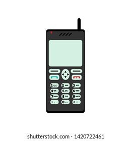 Old mobile phone. Isolated vector illustration. Flat icon, logo.