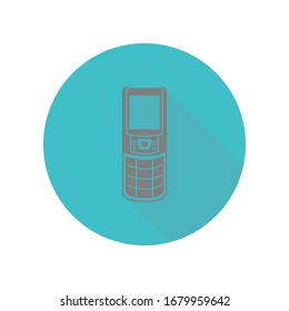 Old mobile phone long shadow icon. Simple glyph, flat vector of web icons for ui and ux, website or mobile application