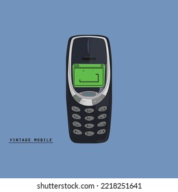 old mobile phone, sticker design, (vintage)