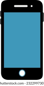 Old mobile phone vector icon with blue, black and white cellphone vector.