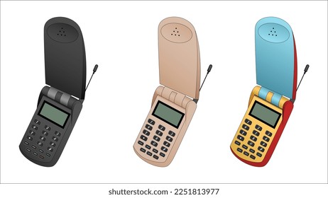 old mobile phone vector. old keypad phones, nostalgia vector objects set.