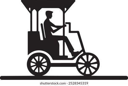 Old model car silhouette vector art illustration on a white background