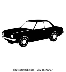 old model car silhouette vector illustration