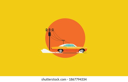 Old Model Car Vector Illustration