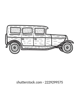  Old modern hand drawn car on white background
