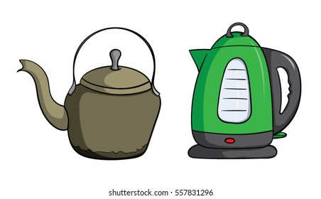 An old and a modern kettle