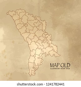 Old moldova map with vintage paper texture vector format. vector eps10