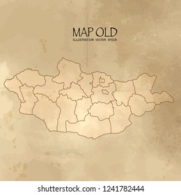 Old mongolia map with vintage paper texture vector format. vector eps10