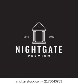 old monument pillar gate night logo design vector graphic symbol icon illustration creative idea