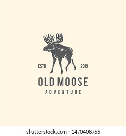 Old Moose Logo Design Template Inspiration - Vector