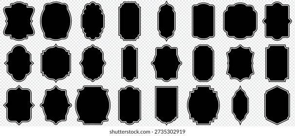 old mosque windows shape. Islamic shape frame, arab ornament arch. Ramadan traditional door, arabesque ornament, islam window.Frames in Arabic Muslim design for Ramadan Kareem.