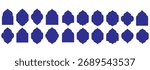Old mosque windows shape in oriental style. Islamic door set, flat arabic frames or arabian arches silhouette. Muslim architecture geometric design elements, moroccan minimal arcs. Ramadan kareem gate