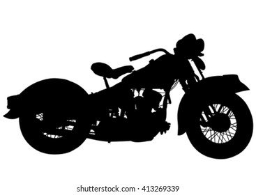 Old motor bike on white background