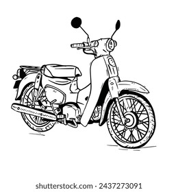 old motorbike vector handraw style