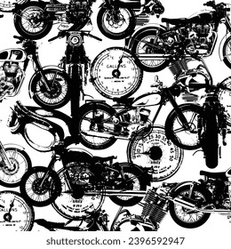 An old motorcycle with an impressive pattern,