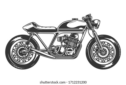 Old motorcycle template in monochrome style isolated vector illustration