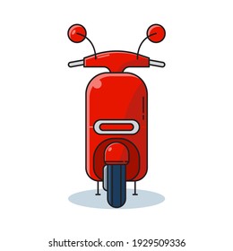 motocicleta antigua, motocicleta vintage de color rojo, vista frontal, ilustración vectorial