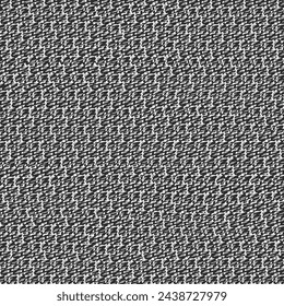 Old mottled cloth made of wool or cotton, woven in black and white. Tweed fabric background. Abstract vector seamless.