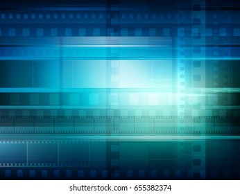 Old movie background blue toning, vector illustration for your design