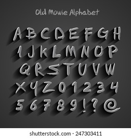 Old movie calligraphy alphabet