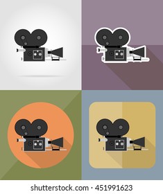 old movie camera flat icons vector illustration isolated on background