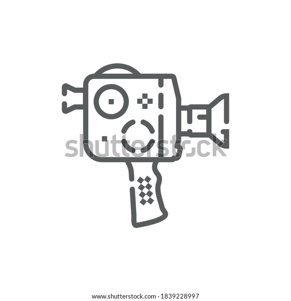 Old movie camera icon. Outline\
illustration of movie camera vector icon for web. Web symbol for\
websites and mobile app. Trendy design. Vector\
illustration.