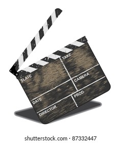Old movie clapper, often in use. Vector illustration