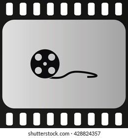 Old movie film strip . Cinema film roll icon.