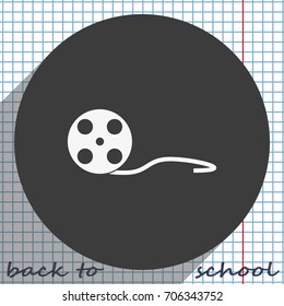 Old movie film strip . Cinema film roll icon.