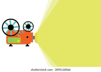 Old movie projector with place for text. Movie time concept.