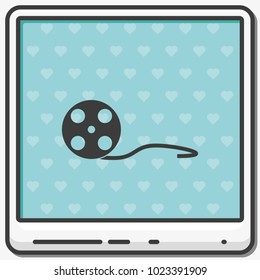 Old movie strip. Cinema film roll flat vector icon.