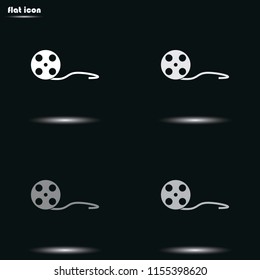 Old movie strip. Cinema film roll flat grayscale vector icon.