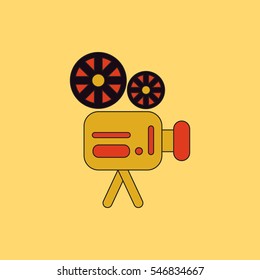old movie video camera Vector illustration in flat style Retro cinema