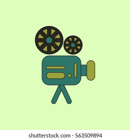 old movie video camera Vector illustration in flat style Retro cinema
