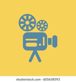 old movie video camera Vector illustration in flat style Retro cinema