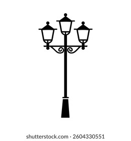 Old Multiple light street lamp black outline icon background design