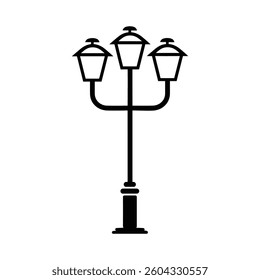 Old Multiple light street lamp black outline icon background design