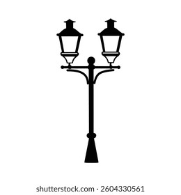 Old Multiple light street lamp black outline icon background design