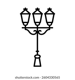 Old Multiple light street lamp black outline icon background design