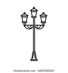 Old Multiple light street lamp black outline icon background design