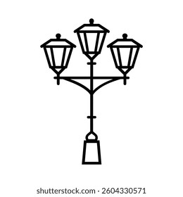 Old Multiple light street lamp black outline icon background design