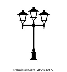 Old Multiple light street lamp black outline icon background design