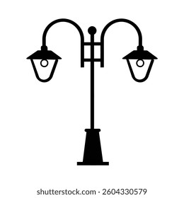 Old Multiple light street lamp black outline icon background design