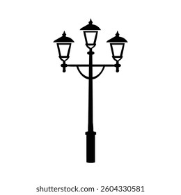 Old Multiple light street lamp black outline icon background design