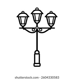 Old Multiple light street lamp black outline icon background design